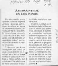 Autocontrol en los niños  [artículo].