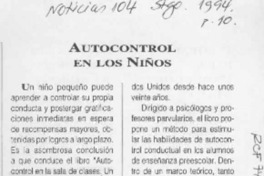 Autocontrol en los niños  [artículo].