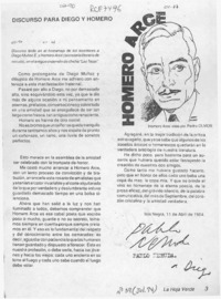 Discurso para Diego y Homero  [artículo] Pablo Neruda.