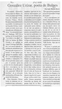 González Urízar, poeta de Bulnes  [artículo] Luis Merino Reyes.
