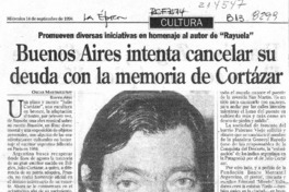 Buenos Aires intenta cancelar su deuda con la memoria de Cortázar  [artículo] Oscar Martínez.