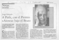 A París, con el premio "Atenea" bajo el brazo  [artículo] Beatriz Berger.