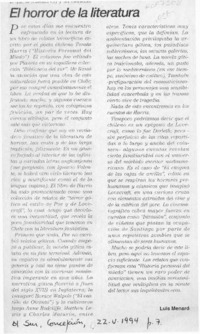 El horror de la literatura  [artículo] Luis Menard.