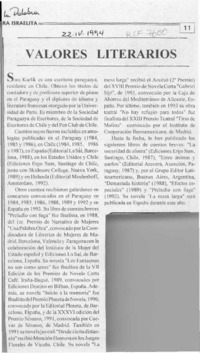 Valores literarios  [artículo].