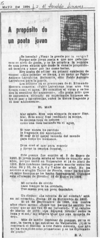 A propósito de un poeta joven  [artículo] E. J.