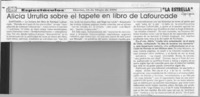 Alicia Urrutia sobre el tapete en libro de Lafourcade  [artículo].