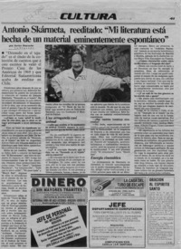 Antonio Skármeta, reeditado, "Mi literatura está hecha de un material eminentemente espontáneo"  [artículo] Javier Ibacache.