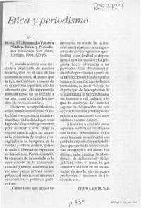 Etica y periodismo  [artículo] Pedro Labrín.