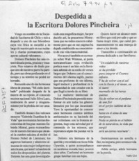 Despedida a la escritora Dolores Pincheira  [artículo] Nelly Cid.