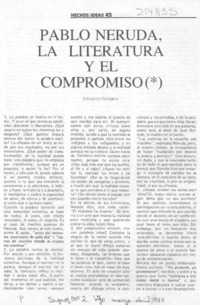 Pablo Neruda, la literatura y el compromiso