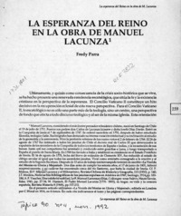 La esperanza del reino en la obra de Manuel Lacunza  [artículo] Fredy Parra.