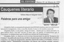 Palabras para una amiga  [artículo] Edison marcel Salgado Galaz.