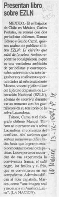 Presentan libro sobre EZLN  [artículo].
