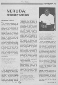 Neruda, reflexión y anécdota