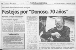 Festejos por "Donoso, 70 años"  [artículo].