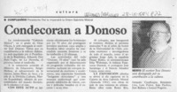 Condecoran a Donoso  [artículo].