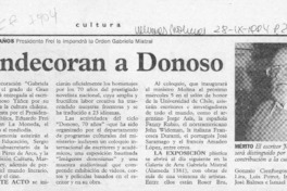 Condecoran a Donoso  [artículo].
