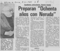Preparan "Ochenta años con Neruda"