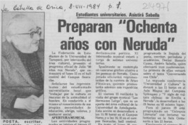 Preparan "Ochenta años con Neruda"