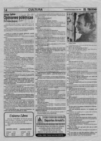 Opiniones polémicas  [artículo] Esteban Navarro.