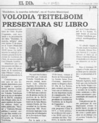 Volodia Teitelboim presentará su libro  [artículo].