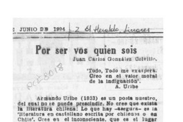 Por ser vos quien sois  [artículo] Juan Carlos González Colville.