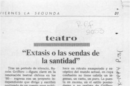 "Extasis o las sendas de la santidad"  [artículo] Pedro Labra.