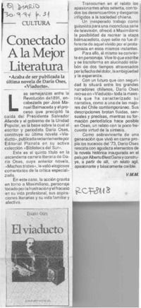 Conectado a la mejor literatura  [artículo] V. M. M.