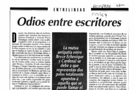 Odio entre escritores  [artículo] Gonzalo Contreras.
