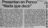 Presentan en Penco "Nada que decir"  [artículo].
