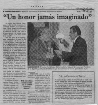 "Un Honor jamás imaginado"  [artículo].
