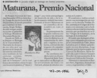 Maturana, Premio Nacional  [artículo].