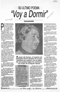 Su último poema "Voy a dormir"  [artículo] Ana Iris Alvarez Núñez.