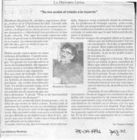 "Se me acabó el miedo a la muerte"  [artículo] Victoria Uranga.