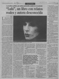 "Lulú", un libro con relatos reales y autora desconocida  [artículo] Alejandra Gajardo.