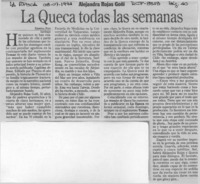 La Queca todas las semanas  [artículo] Ximena Poo.