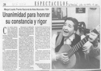 Unanimidad para honrar su constancia y rigor  [artículo].