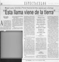 "Esta llama viene de la tierra"  [artículo] Claudia Aguilera.