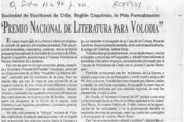 "Premio Nacional de Literatura para Volodia"  [artículo].