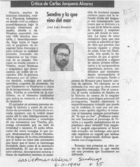 Sandra y la que vino del mar  [artículo] Carlos Jorquera Alvarez.