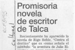 Promisoria novela de escritor de Talca  [artículo].