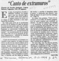 "Canto de extramuros"  [artículo] Luis Uribe.
