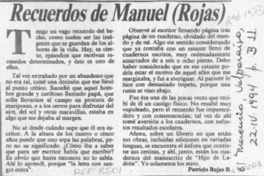Recuerdos de Manuel (Rojas)  [artículo] Patricio Rojas B.