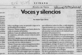 Voces y silencios  [artículo] Antonio Rojas Gómez.