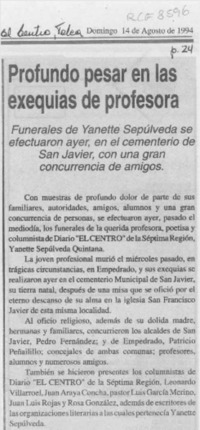 Profundo pesar en las exequias de profesora  [artículo].