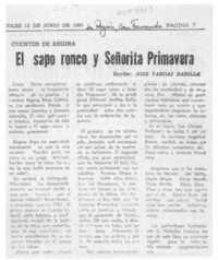 El sapo ronco y señorita primavera  [artículo] José Vargas Badilla.