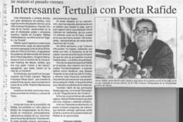 Interesante tertulia con poeta Rafide  [artículo].