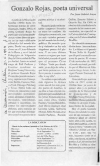 Gonzalo Rojas, poeta universal