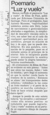Poemario "Luz y vuelo"  [artículo].