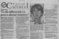 "La vida indiferenciada y la poesía se alimentan mutuamente"  [artículo] Eugenio Rodríguez.